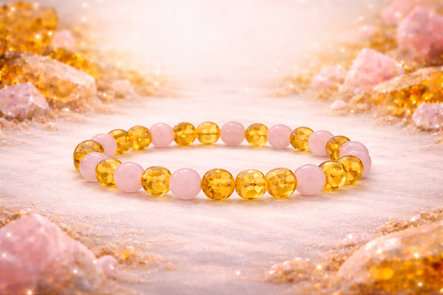 Citrine + Rose Quartz Bracelet